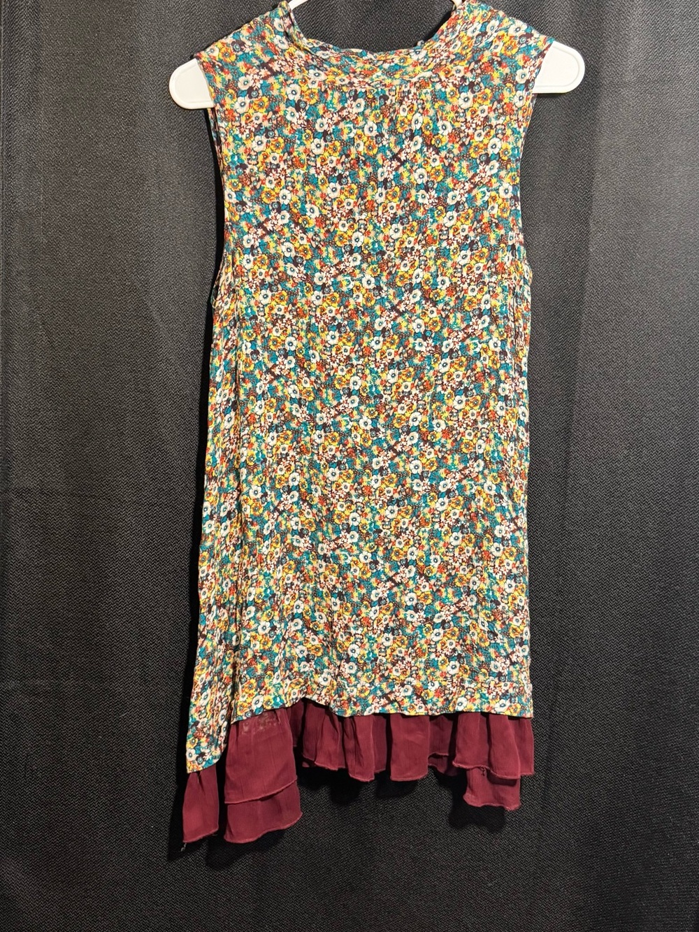 Living Doll Los Angeles Floral Ruffle Hem Dress Womens L Sleeveless Boho